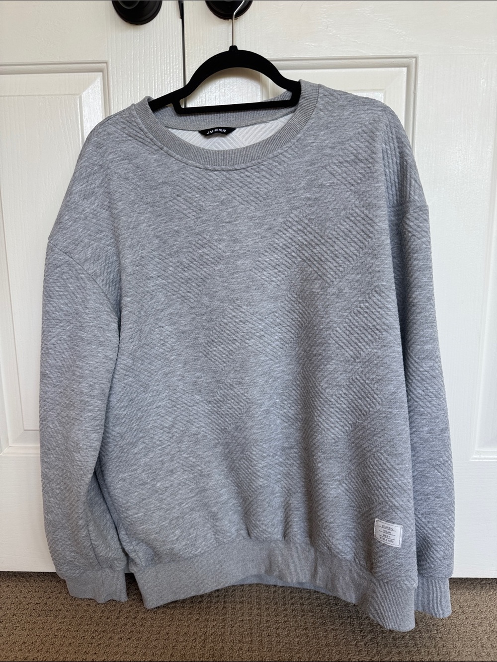 Men's Grey Quilted Crewneck Sweater